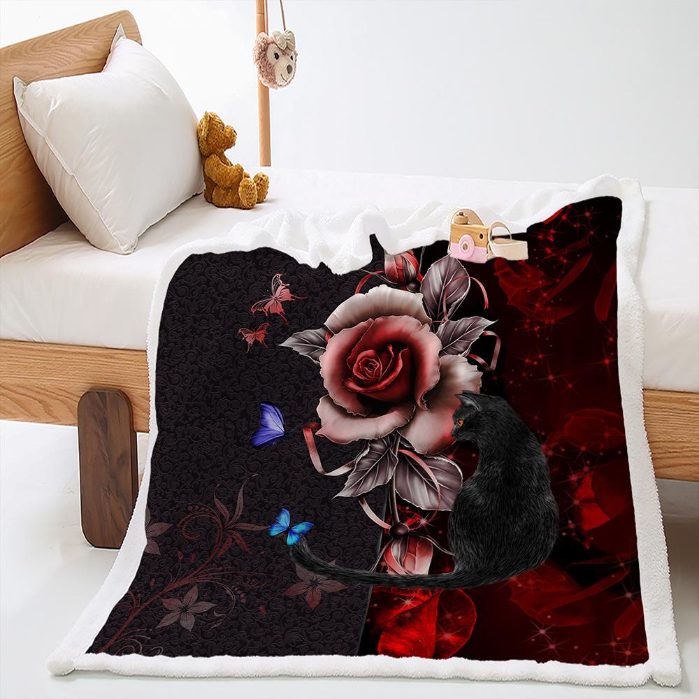 Blanket Rose Plant Blanket Lamb Fleece Crystal Fleece Blanket Blanket Universal