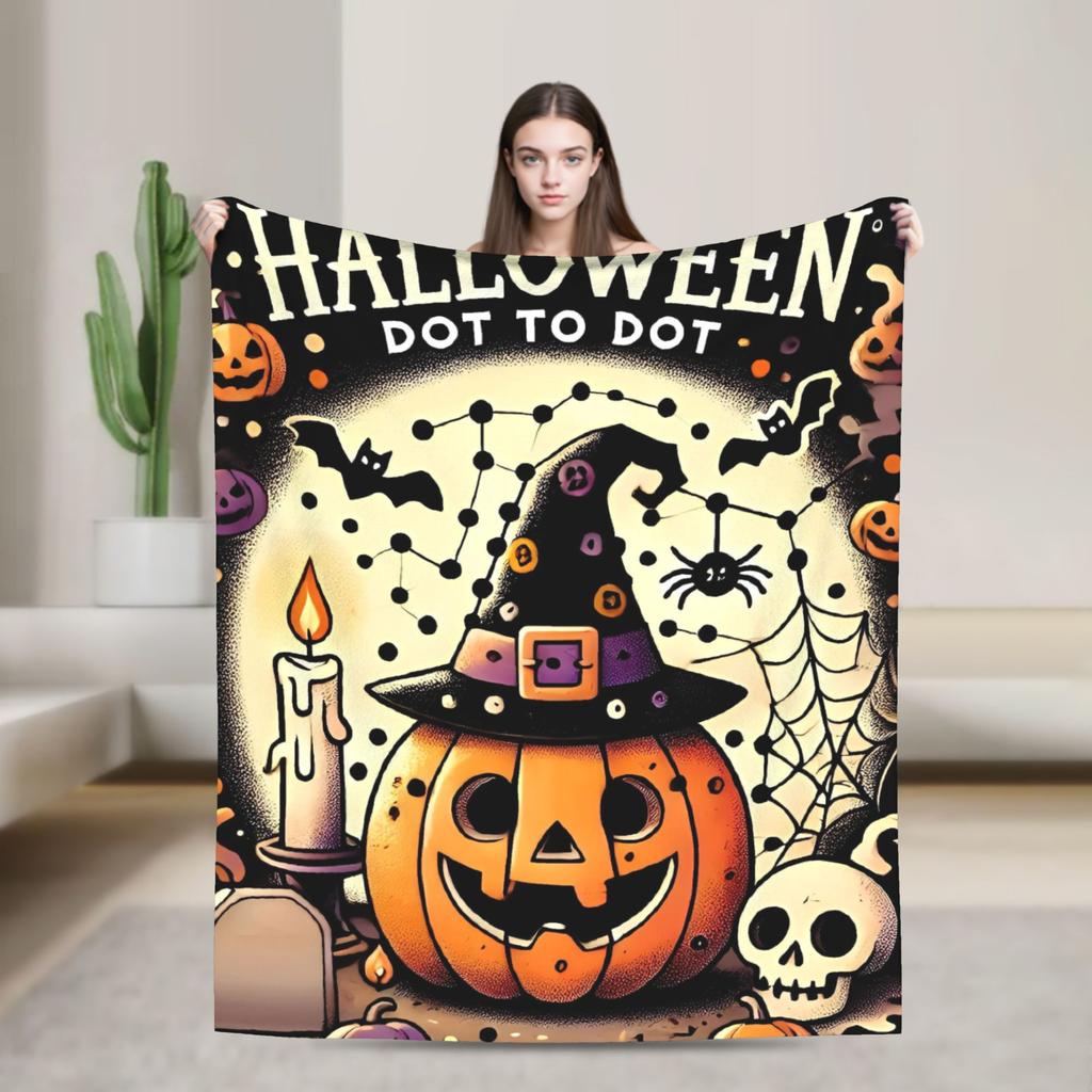 Halloween Theme Pattern  Flannel Blanket Spring  Super Soft Throw Blanket Home Decor Comfortable Bedspread Sofa Bed Cover