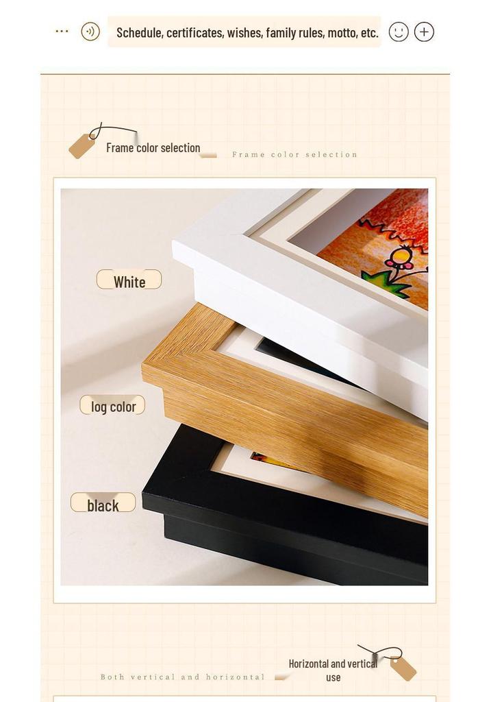 Children's Magnetic Picture Frame with Flip Cover, Holds 150 A4 Sheets, Punch-Free Wooden Design