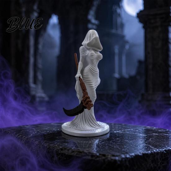 Stable Display Sculpture Lady Reaper Hooded Figure Sculpture Gothic Grim Statue with Sickle Figurine 3D Printed Robe Women for Office Home Bookshelf