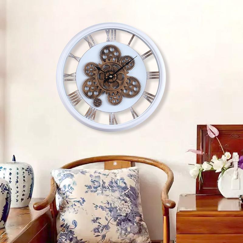 Gear Rotating Large Wall Clock Retro Silent Clock Mechanical Advanced Clock Wall Hanging Unique Design Clock