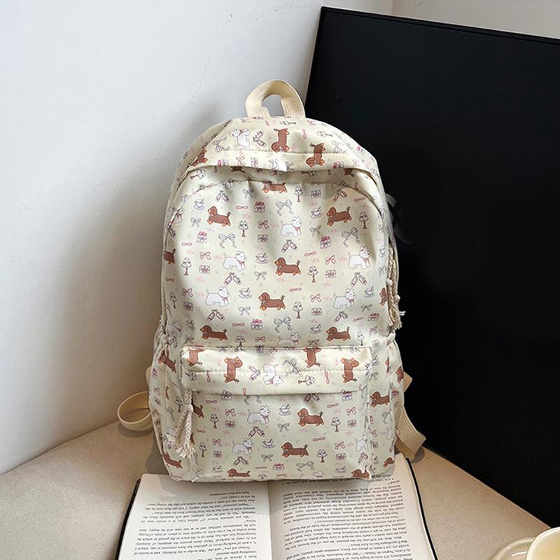 Cute Printed Puppy Dachshund College Style Backpack Student Schoolbag Portable Large Capacity Travel Shoulder Bag