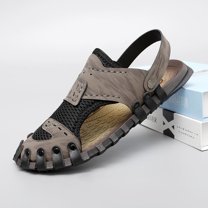 

Удобные дышащие и модные летние мужские туфли для отдыха, мягкие повседневные сандалии высокого качества для мужчин, тапочки 47 коричневый