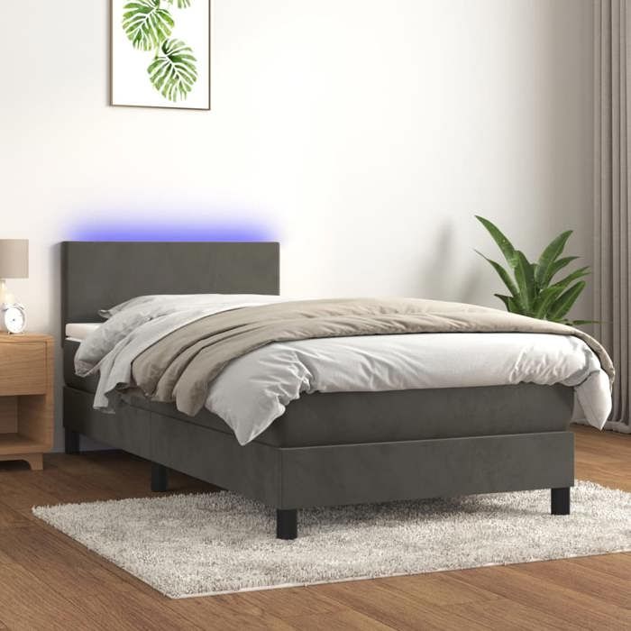 VidaXL Slat Bed Base with Mattress and LEDs, Upholstered Bed, Single Bed, Adult Bed for Interior Bedroom, 3134256