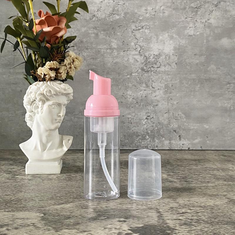 In Stock: 60ml Clear PET Foaming Facial Cleanser Bottle with Press-Top for Travel or Hotel