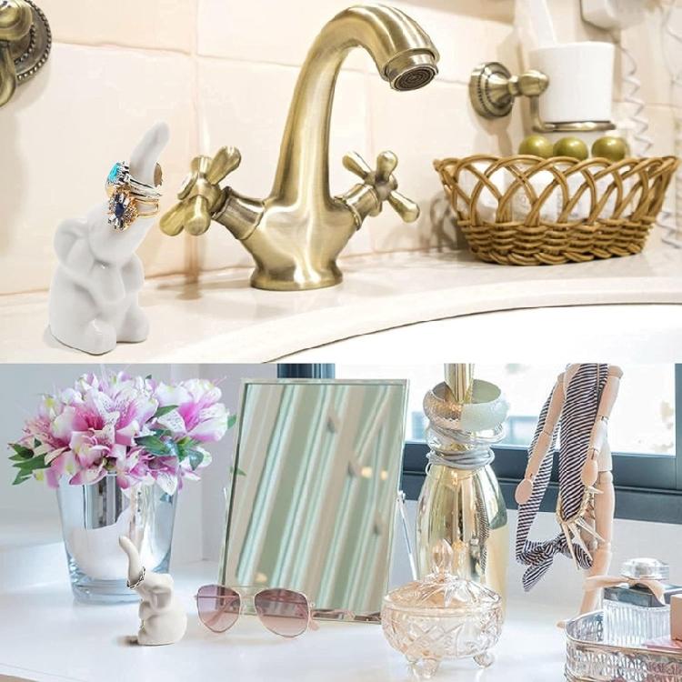 Delightful Ceramic Ring Holder Lifelike White Elephants Rings Stand Delicate Ceramic Rings Organizers Holder