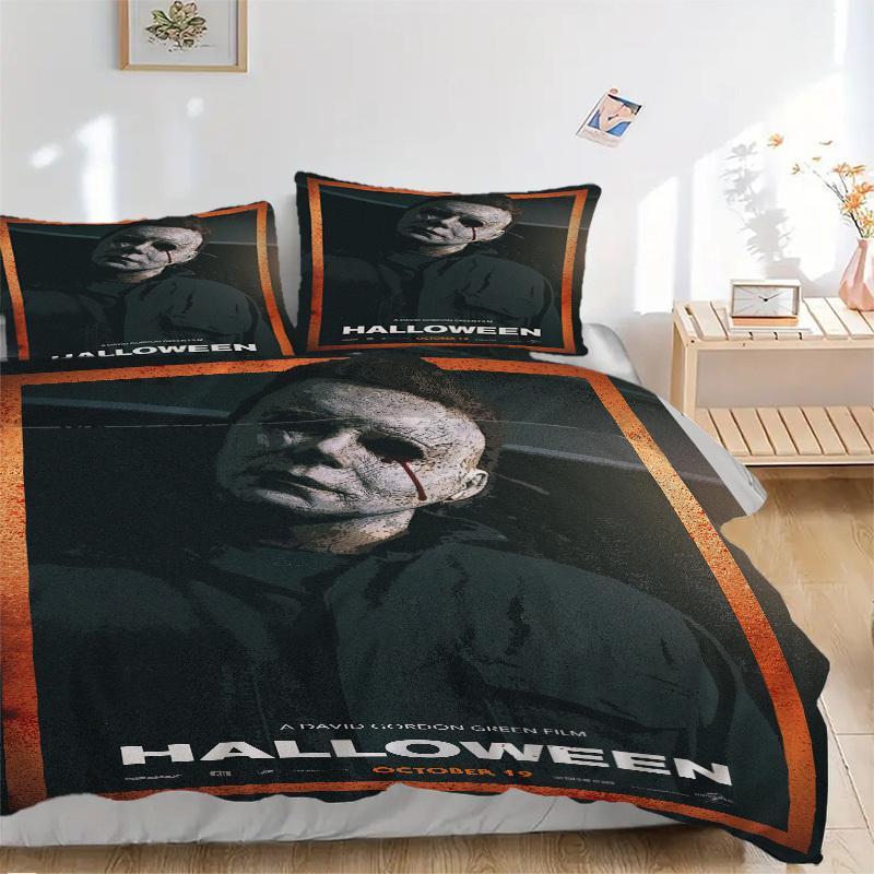 

Halloween 2022 Michael Myers Poster Bedding Set Comforter Cover Gift for Bedroom,Includes 1 Cover and 2 Pillowcases, No InsertB565 135x200cm