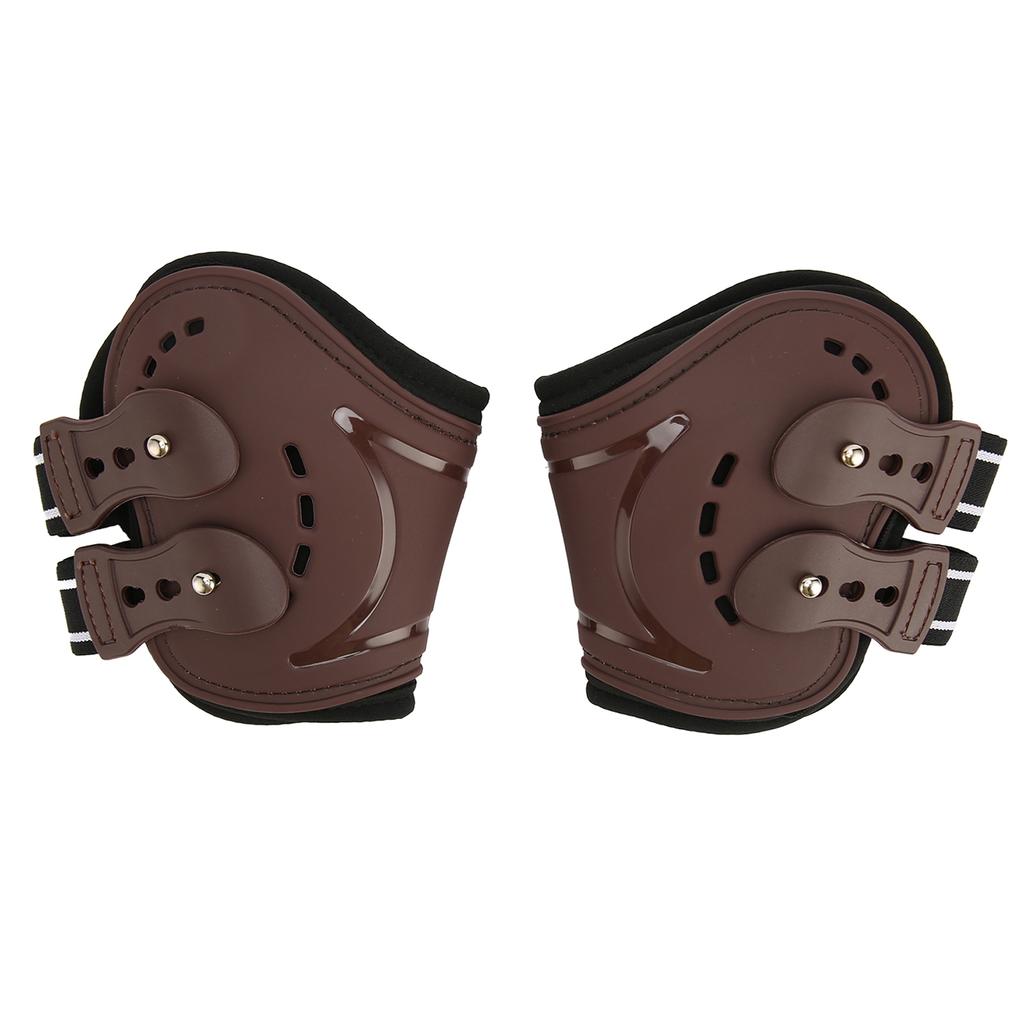 Horse Fetlock Boots Breathable Impact Absorbing Air Perforated Horse Hind Legs Boots for Fetlock Injury Protection Brown