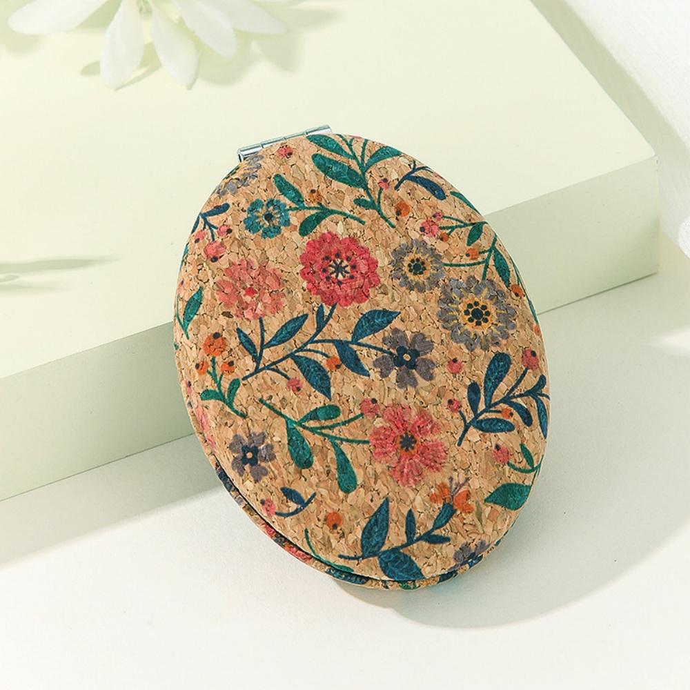 Cork Makeup Mirror Compact Folding Vanity Mirror Double Sided Makeup Mirror Cork For Girls Desk Travel Bag