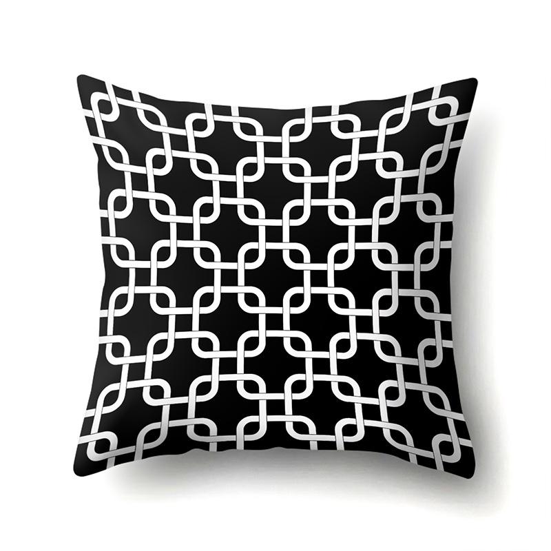 Polyester Pillowcase Black and White Printed Pillowcase Waist Cushion Cover Geometric Cushion Head Cushion Cover