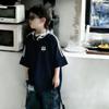 Boys Summer Cotton Short Sleeve T Shirt Trendy Print Three Stripes Design Cool Kids Half Sleeve Top