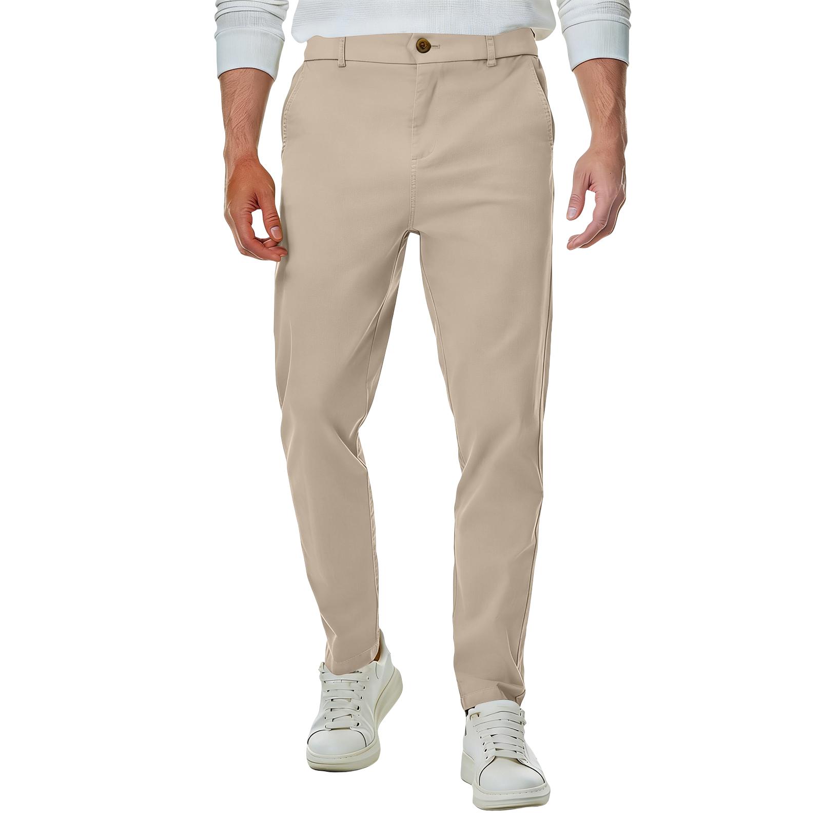 

Men s Solid Color Suit Pants Slim Fit Casual Business Trousers Stretch Fabric Comfortable Design Suitable for Office and Daily Wear 33 хаки