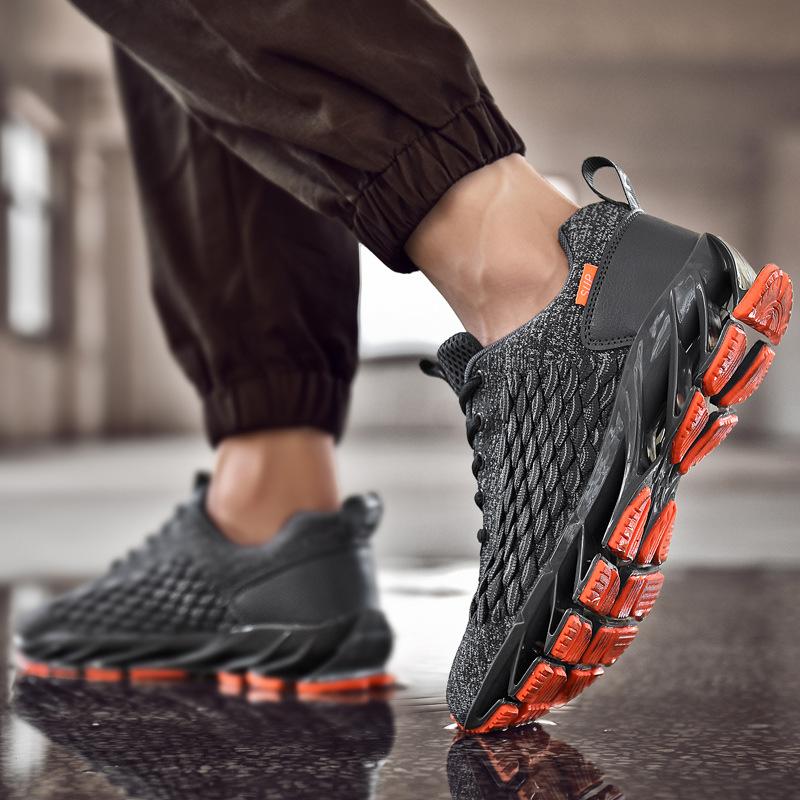 47 large size new men's shoes fashion blade sole men's shoes trend casual shoes flying woven fish scale sports running shoes