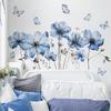Fresh Blue Butterfly & Flower Wall Sticker Self-Adhesive Decal for Bedroom Living Room Entrance Home Decor