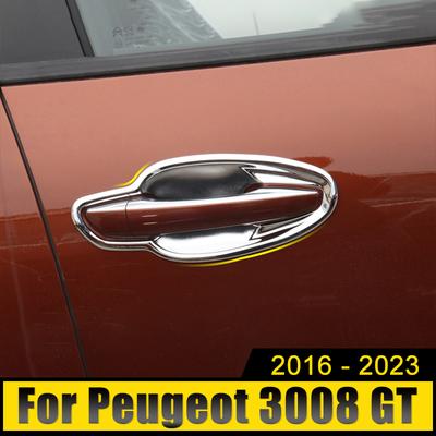 Door Handle Bowl Cover Trim Sticker ABS For Peugeot 3008 GT 3008GT MK2 2016-2018 2019 2020 2024 2024 2024 Hybrid Car Accessories