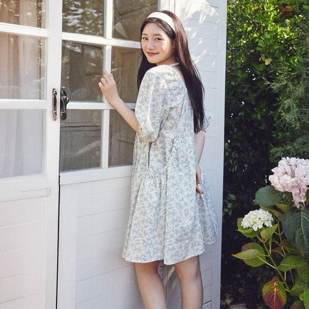 On On Flower Shirring Mini Dress New5mo624