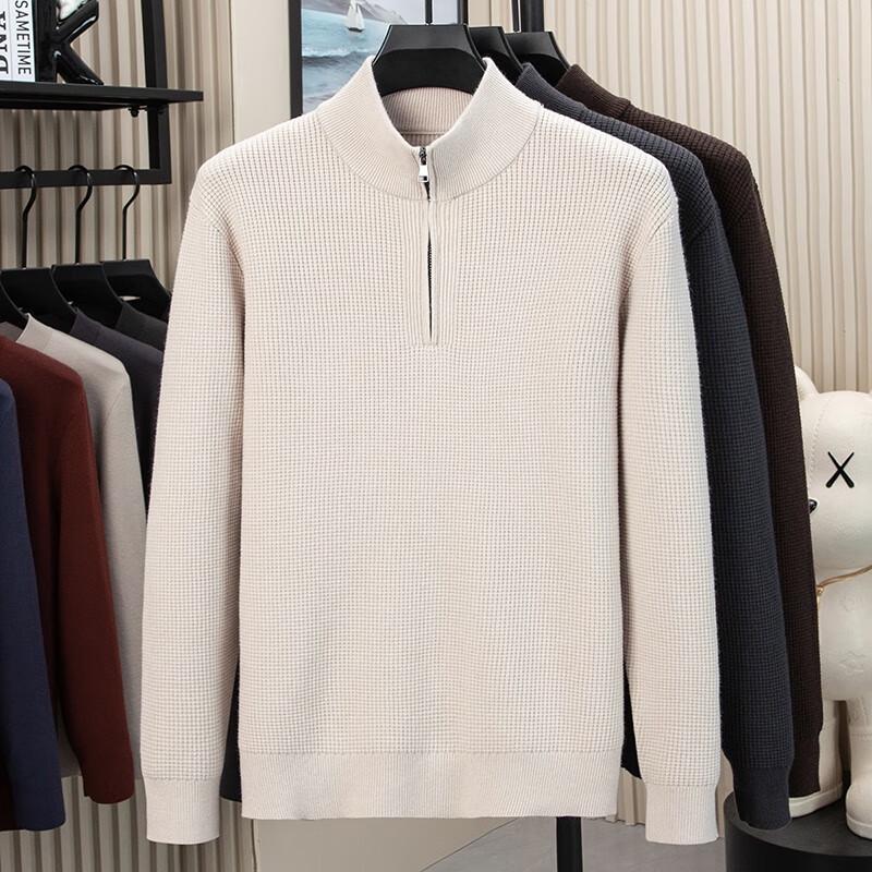 Men's Half-Zip High-Neck Knit Pullover Sweater FXT6809