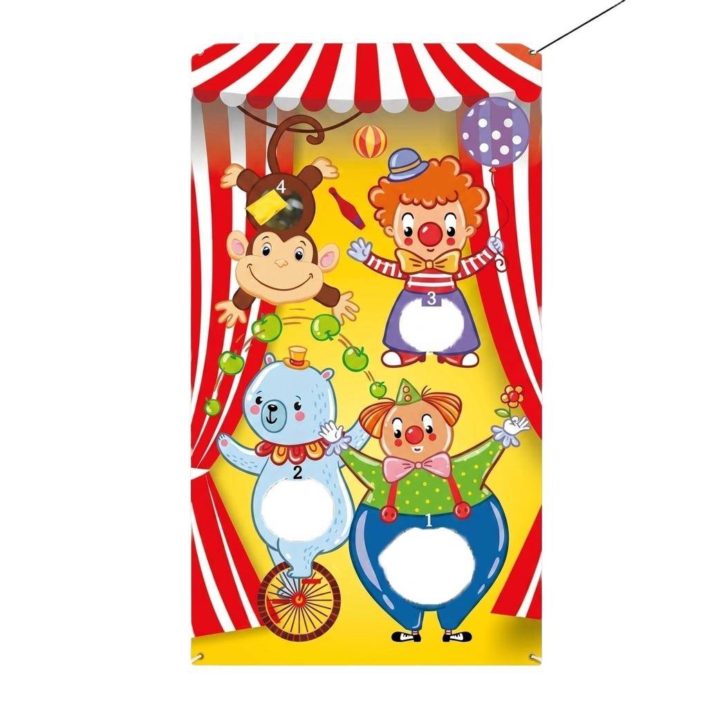 Toss Game Banner with Bean Bags Circus Theme Hanging Target Set for Indoor Outdoor Party Activities Family Group Events Carnival Games