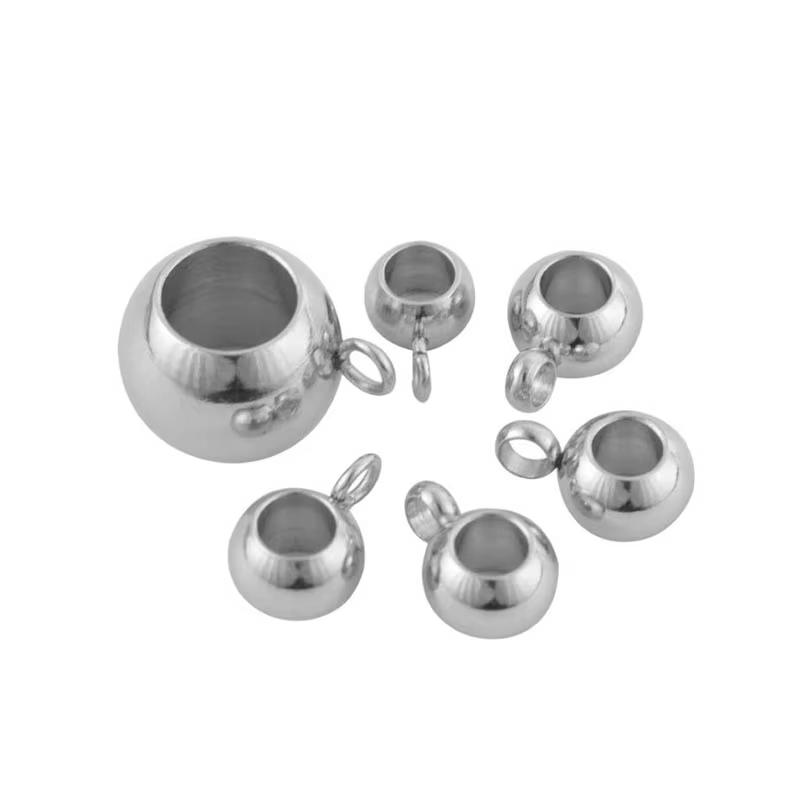 

10-20pcs Stainless Steel Beads Big Hole Beads Bail Beads Spacer Beads Charms Connecters For Jewelry Making DIY Necklace Bracelet dia5mm hole3mm 20pcs