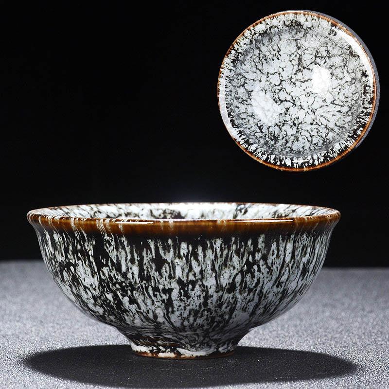 2 pezzi tazza da tè con smalto Temmoku, tazza da tè artistica, tazza in ceramica da forno Build, tazza da tè, servizio da tè cinese Jingdezhen Cielo stellato, opera d'arte bellissima