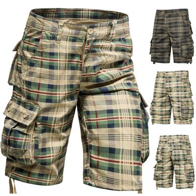 Men's Medium Pants Summer Comfortable Outdoor Sports Beach Pants Trend Plaid Shorts Loose Straight Large Size Cargo Pants