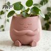 Pot de fleurs stable avec pieds Mini Mignon Pot de bureau Imprimé en 3D Visage Souriant Apaisant Pot de plante verte Créatif pour la maison