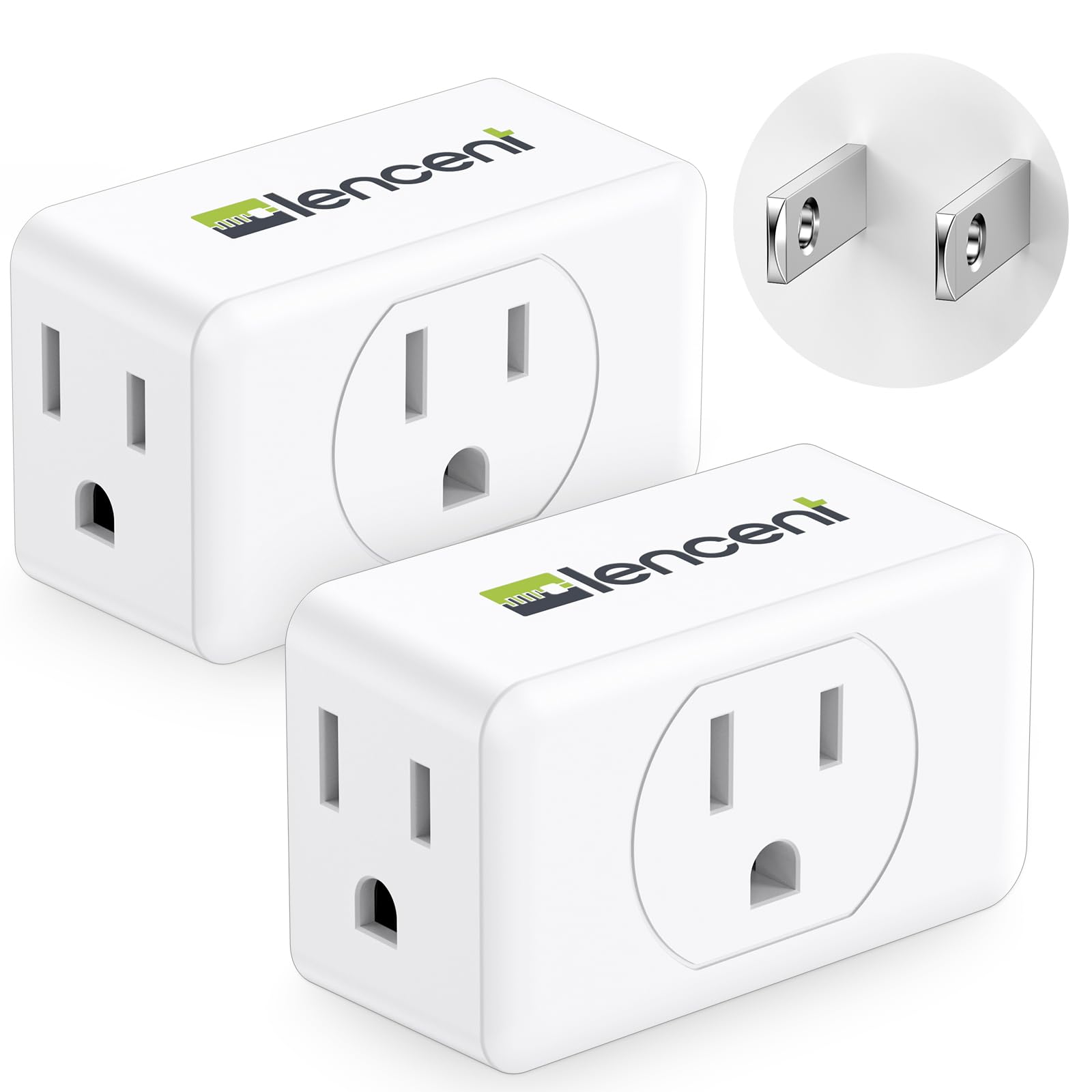 

3 Prong to 2 Prong Adapter, LENCENT Plug Extender, Wall Plug Splitter with 3 AC Outlets, Travel Power Adapter for US to Japan Japanese
