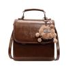 Vintage Maillard High Quality Oil Wax Leather Portable Small Square Bag Ladies Commuter Niche College Style Backpack
