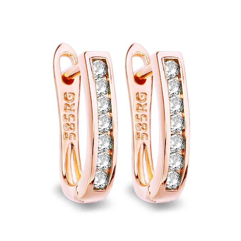 MINTHA Klasik Klipsli Küpeler Trend Rose Gold Rengi Düğün Günlük Moda Takı Yeşil Kübik Zirkonya Geometri Küpeler Kadınlar İçin Gelin Küpeleri