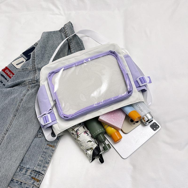 Campus versatile simple solid color Zagu transparent girl JK two-dimensional baby bag shoulder messenger bag