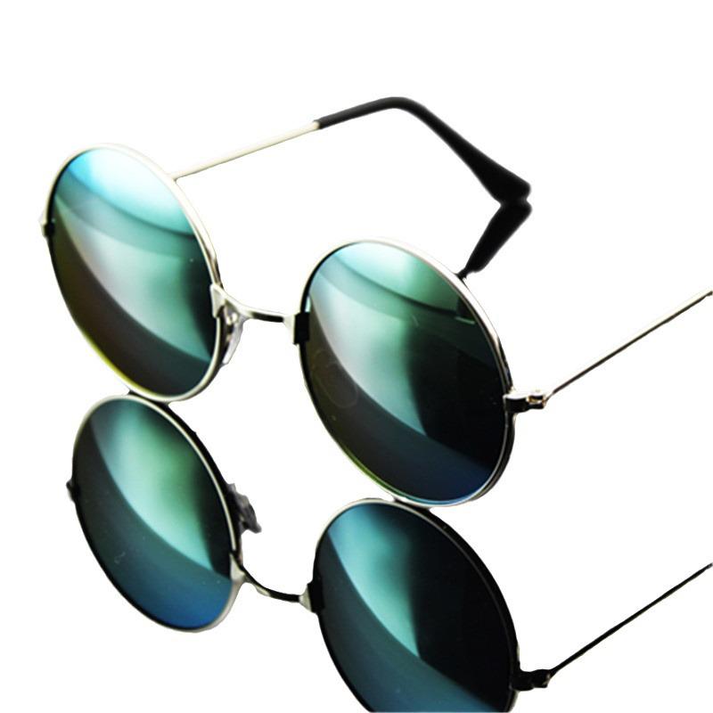 Retro Round Sunglasses with Colored Reflective Lenses for Men and Women - Fun, Stylish Frames