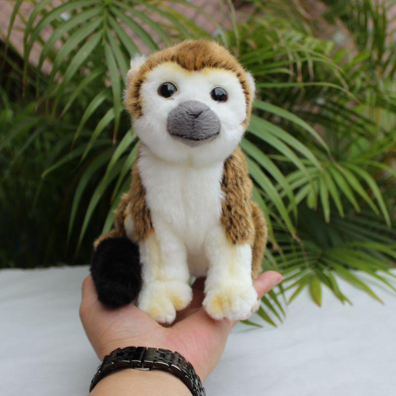 H19Cm Realistic Squirrel Monkey Plush Toy Adorable Plush Monkey Wildlife Doll Kids Girl Birthday Gift