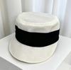 New Old Money Wind Imitation Linen Pleated Breathable Equestrian Hat Women's Spring Summer Retro Sunshade Sun Protection Flat Top Cap