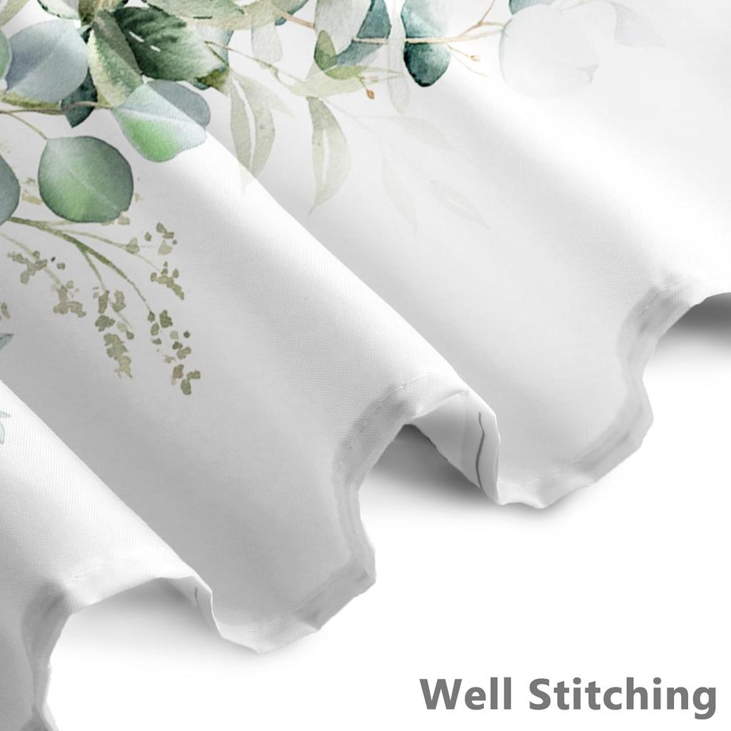 72x72 Inch Eucalyptus Shower Curtain Watercolor Sage Leaves Botanical Floral Design Spring Nature Decor with Hooks