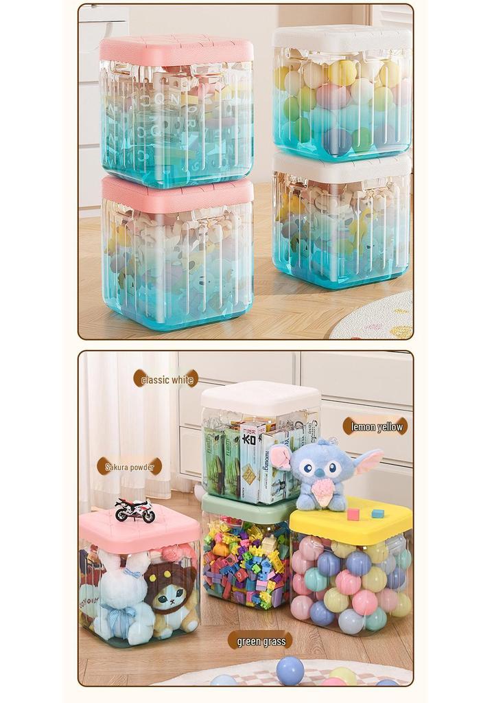Children's Toy Storage Bench with Transparent Large Capacity for Plush Dolls and Cloth Bags