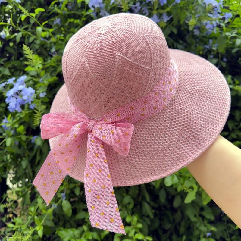 Summer Straw Hat For Women With Wide Brim And Bow Tie Sunshade Sun Hat