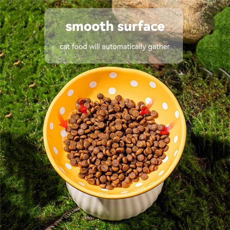 Mushroom Cat Bowl Elevated Shelf,Beard Raised Cat Food Bowl For Food & Water For Flat Inclined Cat Plat