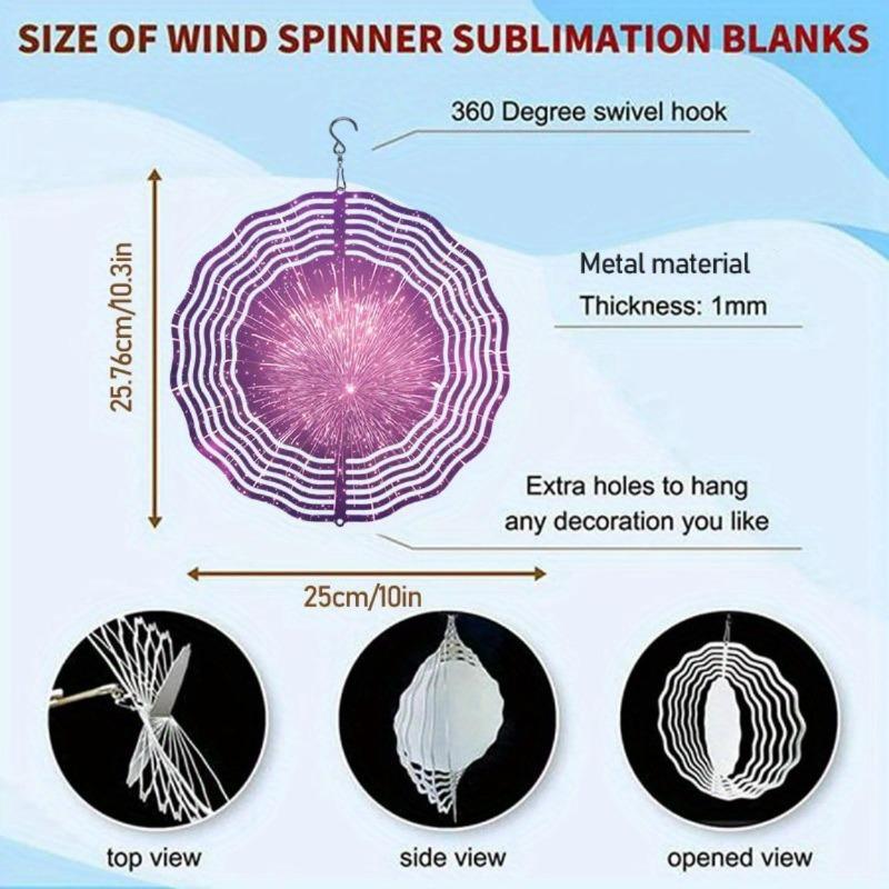 10 Inch Hanging Wind Spinner with 360 Degree Hook for Balcony Garden Decor Spring Summer Outdoor Decoration