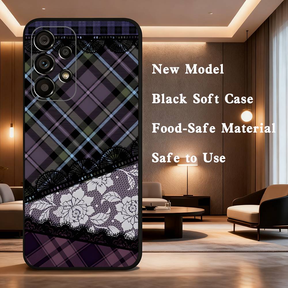 

Gothic lace pattern For Samsung Galaxy A73,31,32,72,41,53,52,71,22,5G,Note,J7,8,9 Soft Black Silicone Phone Case SamsungA70