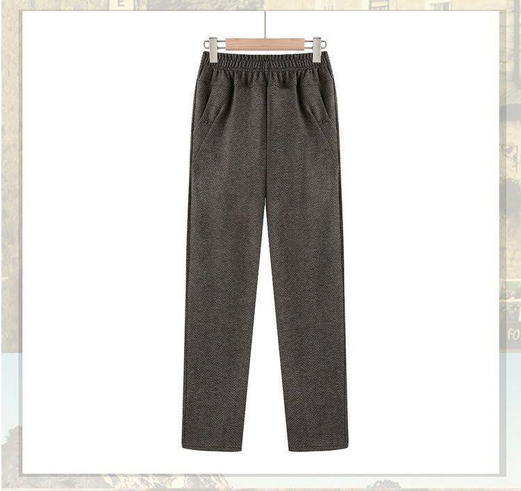 High Waist Plus Velvet Pants - Autumn/Winter Loose Fit for Mid-aged & Elderly Women