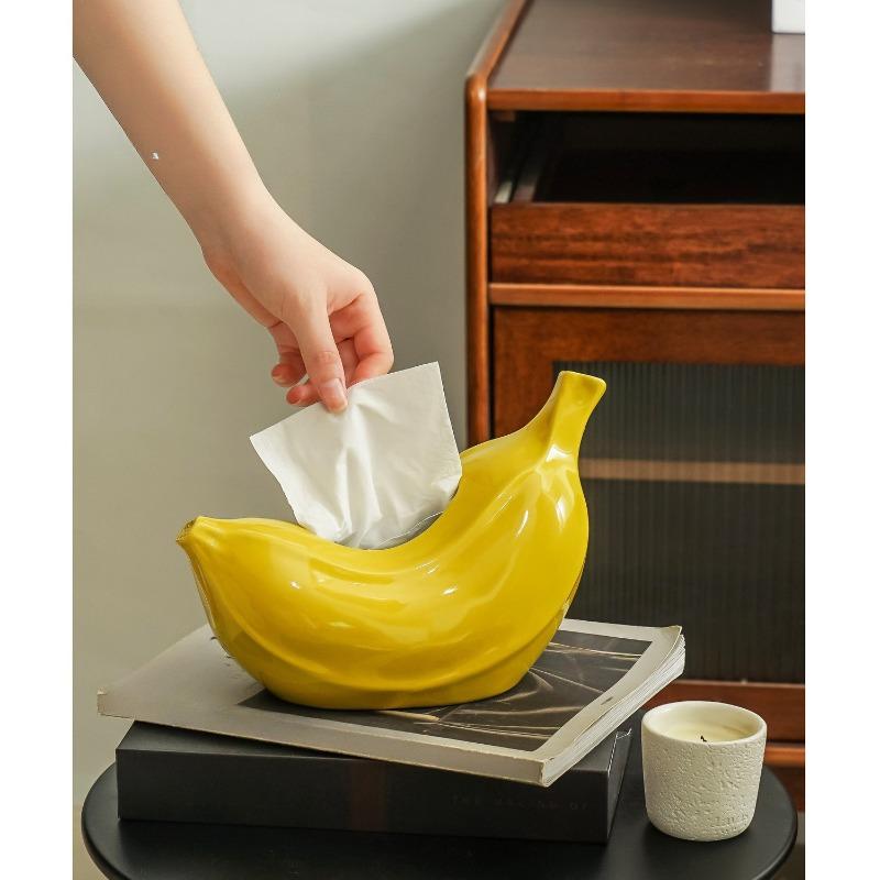 Banana Shape Tissue Box Cover Simple Cute Creative Napkin Holder for Living Room Dining Room Bathroom Countertop Home Decor