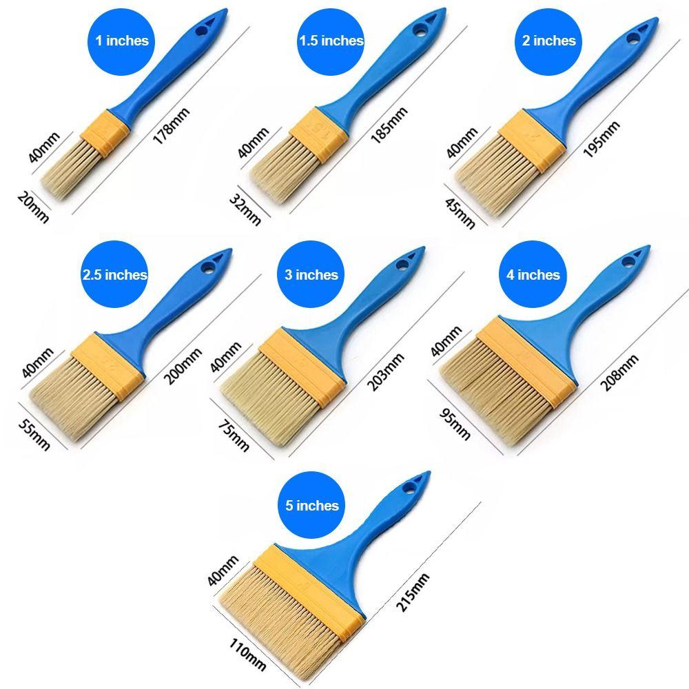 5pcs/set Nylon Bristle Paint Brushes Smooth Application All-Purpose Wall Painting Tools Plastic Handle Latex Brush Wall Painting