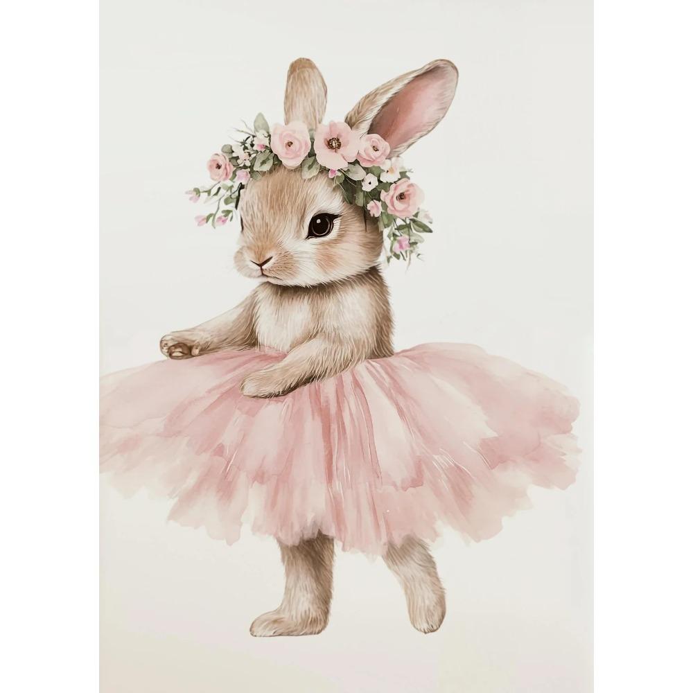 

Cute Ballerina Bunny Ballet Animal Posters and Prints Canvas Printing Wall Art Picture for Girls Room Nursery Home Decor 21X30CMNo Framed