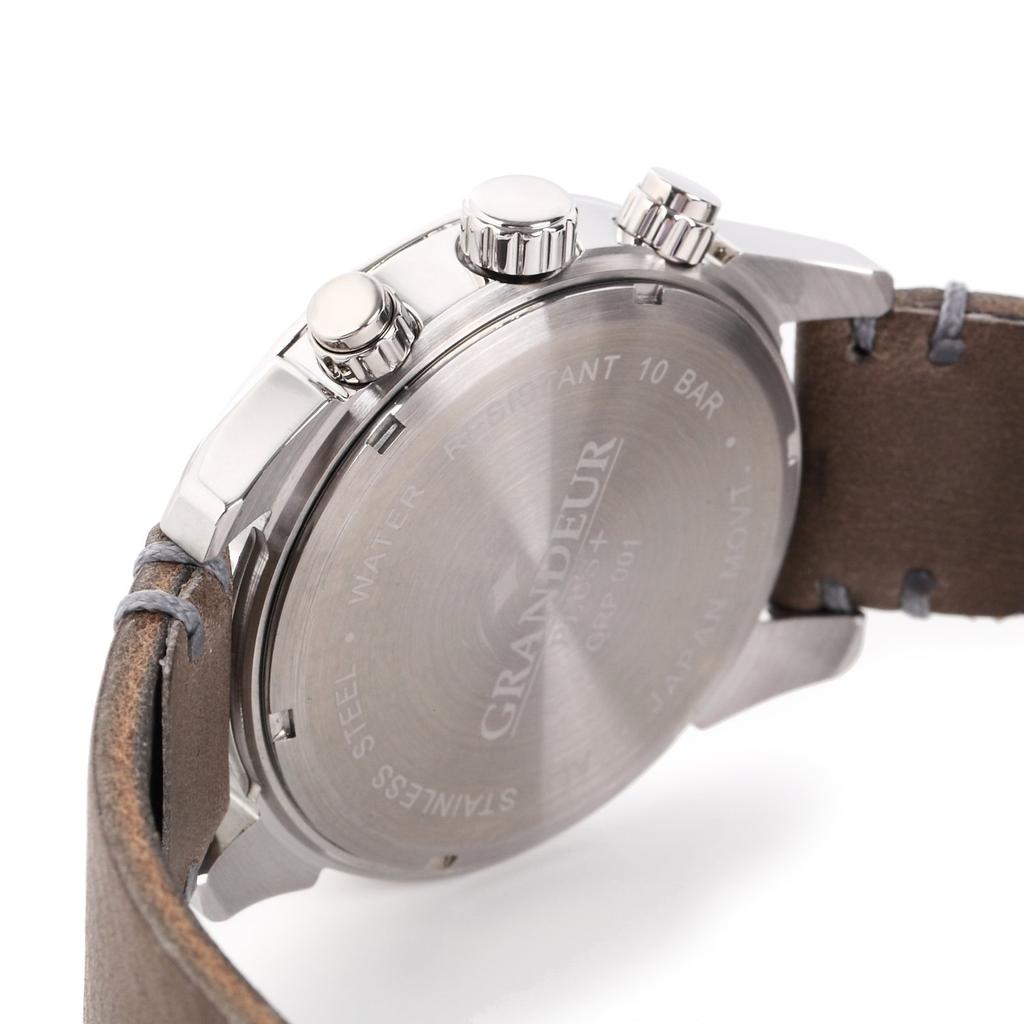 Ceas Grandeur Plus Curea Piele Italiană Seria GRP001W5 Gri [Grandeur Plus] Bărbați