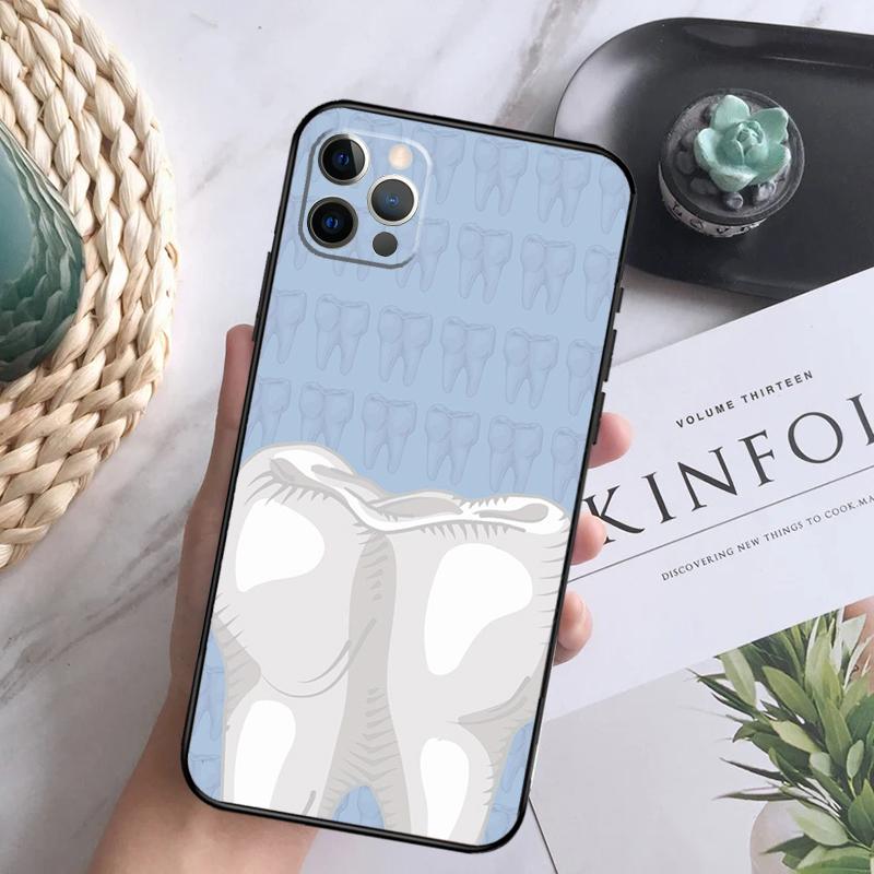Dentist Tooth Pattern Phone Case For iPhone 15 14 13 12 11 16 Pro Max Plus Mini 7 8 X XS Max XR Back Cover Shell