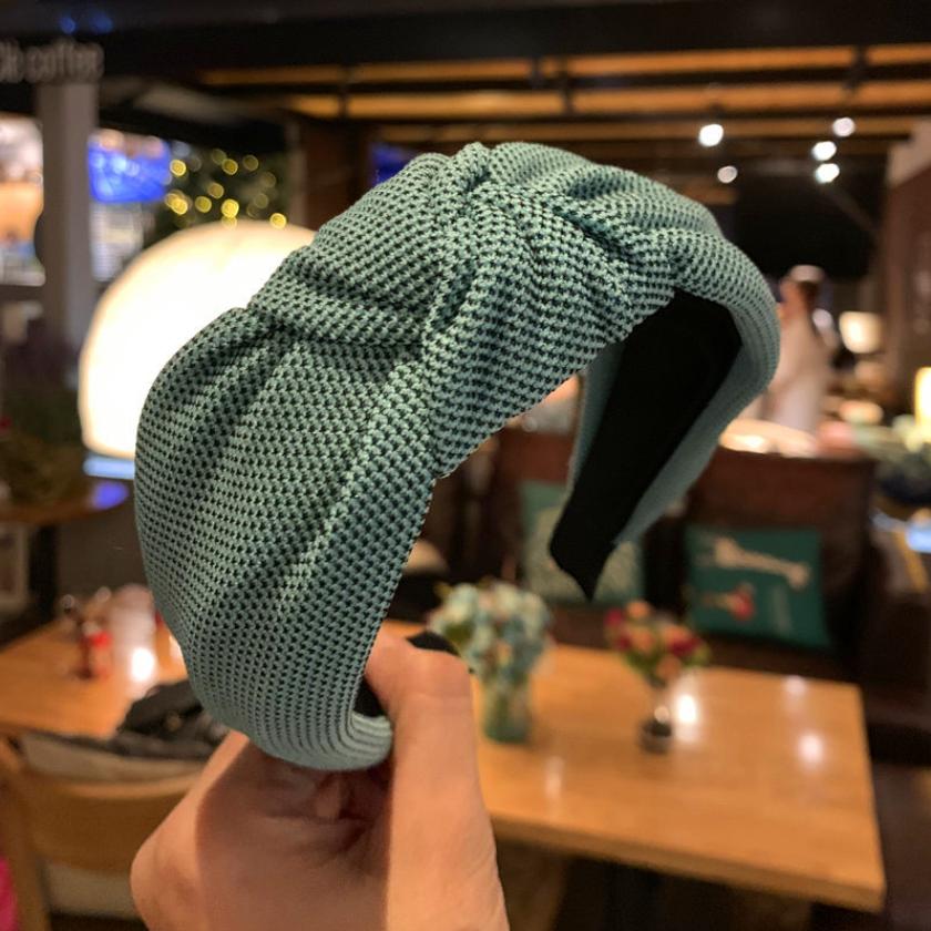 Female Retro Knitting Headband Solid color Knotted Hairband Head Bands Simple Wide Knot Hair Hoop Bezel Hair Accessories Gifts