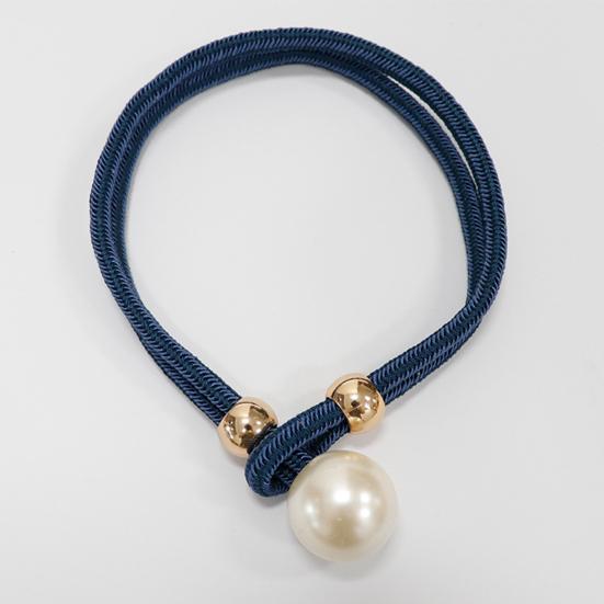 1Pc Faux Pearl Curtain Tieback, Woven Rope Adjustable Curtain Holder, Stylish Bead End Draperies Holder for Living Room Bedroom Bathroom Dormitory