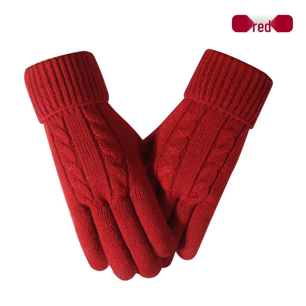 Warm Knit Touchscreen Gloves for Women - Windproof, Double-Layer Winter Cycling & Office Cold Protection