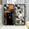 Aesthetic Van-Gogh Gustav Klimt Mona Lisa Fat Cat Art Phone Case for IPhone 16 15 13 12 11 Pro Max Mini XS X 14 Plus Clear Cover