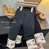 Girls' Winter Cotton-Padded Base Layer Pants with Bow Knot - Korean Style, Loose Fit, Versatile, Thickened.